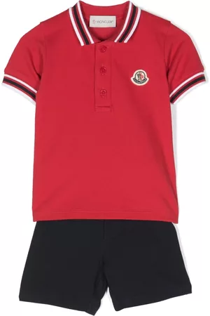 Moncler Logo-patch polo and shorts set - Red