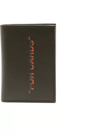OFF-WHITE Quote-print leather bi-fold wallet - Brown