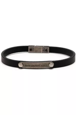 Saint Laurent ID Plaque leather bracelet - Black
