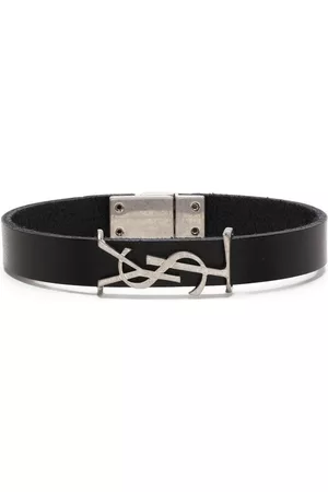 Saint Laurent Leather logo bracelet - Black