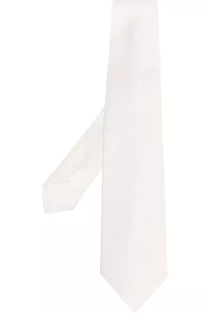 BARBA Men Bow Ties - Pointed-tip silk tie - White