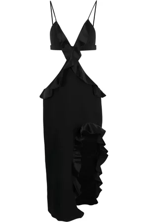 DAVID KOMA Women Asymmetrical Dresses - Asymmetric ruffle-trim dress - Black