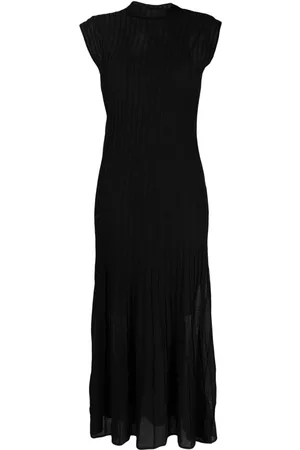 Calvin Klein Sheer-overlay pleated dress - Black