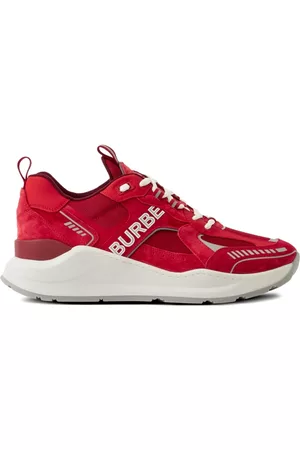 Burberry Men Low Top Sneakers - Logo-print panelled sneakers - Red