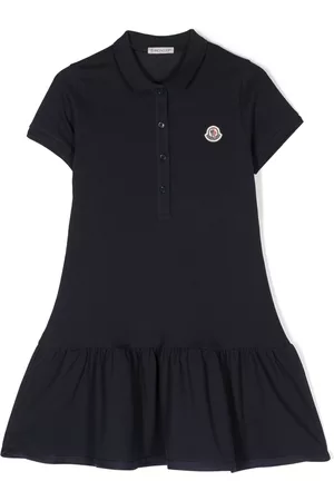 Moncler Girls Casual Dresses - Chest logo-patch polo dress - Blue