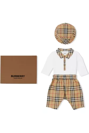Burberry Bodysuits & All-In-Ones - Check-trim three-piece tracksuit - Neutrals