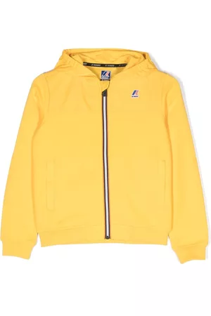 K-Way Bomber Jackets - Chest logo-patch hooded jacket - Yellow