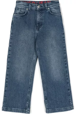 Hugo Kids Mid wash straight-leg jeans - Blue