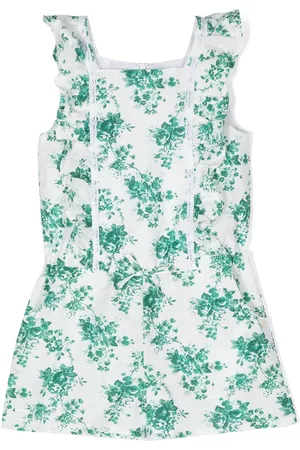 Tartine Et Chocolat Girls Playsuits & Rompers - Floral-print cotton playsuit - Green