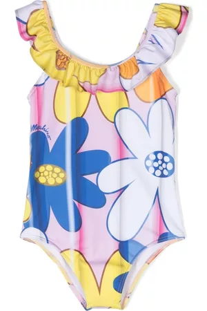 Moschino Floral-print ruffled swimsuit - Pink