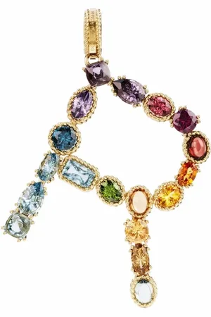 Dolce & Gabbana Rainbow Alphabet R 18kt yellow multi-stone necklace