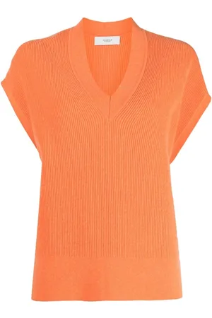 PRINGLE OF SCOTLAND V-neck ribbed knitted top