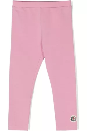 Moncler Leggings - Logo-patch stretch-cotton leggings - Pink