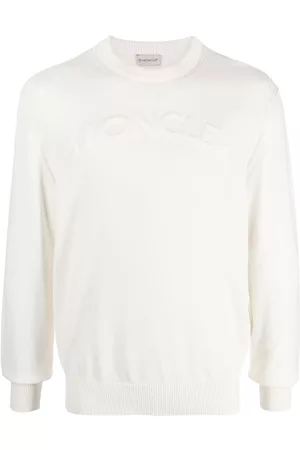 Moncler Men Long sleeved Shirts - Logo-embossed long-sleeve sweatshirt - White