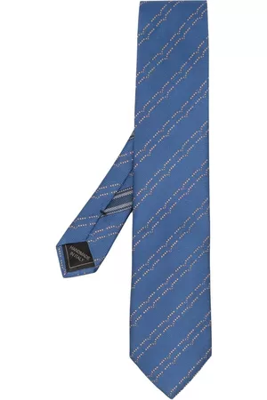 BRIONI Men Bow Ties - Diagonal pattern silk tie - Blue