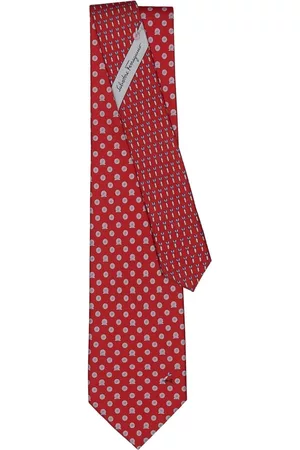 Salvatore Ferragamo Men Bow Ties - Dart-print silk tie - Red