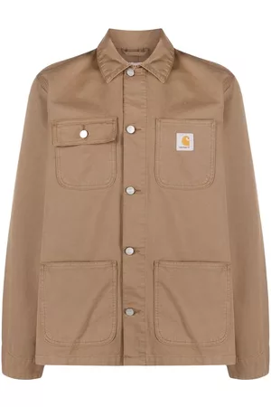 Carhartt Men Denim Jackets - Logo-patch jacket - Brown
