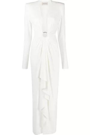 ALEXANDRE VAUTHIER Women V-Neck Dresses - Plunge-neck draped gown - White