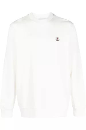 Moncler Men Long sleeved Shirts - Logo-patch long-sleeve sweatshirt - Neutrals