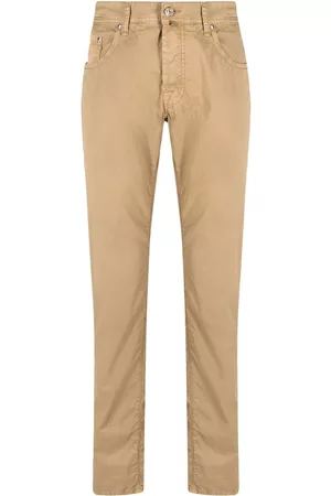 Jacob Cohen Men Skinny Pants - Logo-patch slim-cut trousers - Brown