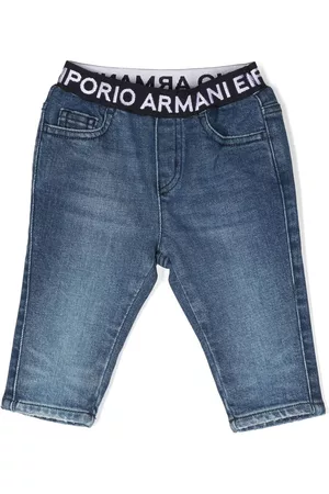 Emporio Armani Slim Jeans - Logo-waistband slim jeans - Blue
