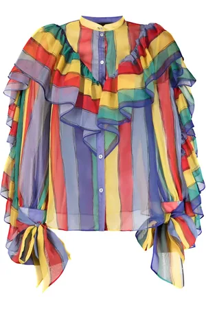 Rochas Stripe-print ruffled blouse