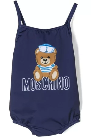Moschino Logo-print bear-motif swimsuit - Blue