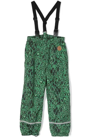 Mini Rodini Leopard-print waterproof dungarees - Green