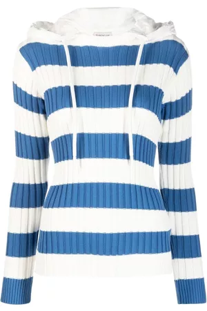 Moncler Women Tops - Striped hooded top - Blue