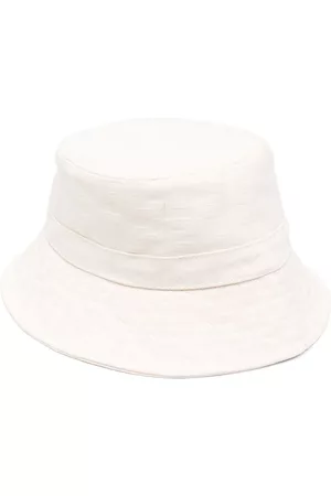GCDS Monogram-jacquard drawcord bucket hat - Neutrals