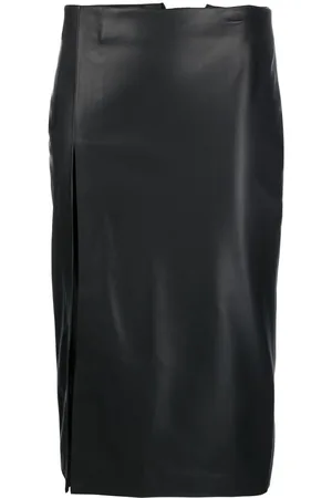 BLANCA Front slit-detail midi skirt