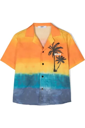 Msgm Palm-tree cotton shirt