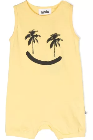 Molo Rompers - Smiley face-print onesie - Yellow