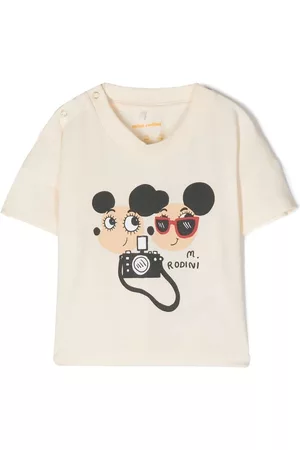 Mini Rodini Short Sleeved T-Shirts - Graphic-print short-sleeve T-shirt - Neutrals