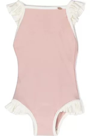 BONPOINT Two-tone ruffled swimsuit - Pink