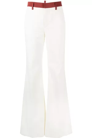 Dsquared2 Women Wide Leg Pants - Logo-debossed flared trousers - White