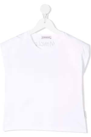 Moncler Girls Short Sleeved T-Shirts - Logo-print short-sleeved T-shirt - White