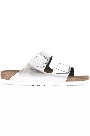 Birkenstock Women Slippers - Metallic buckled sliders