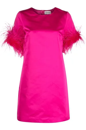 P.A.R.O.S.H. Feather-trim satin dress
