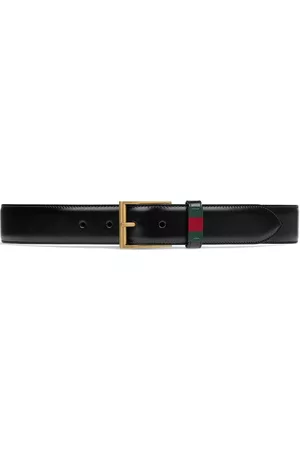 Gucci Men Belts - Leather belt with Web - Black