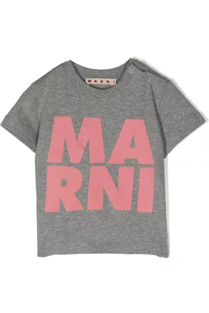 Marni Short Sleeved T-Shirts - Logo-print short-sleeve T-shirt - Grey