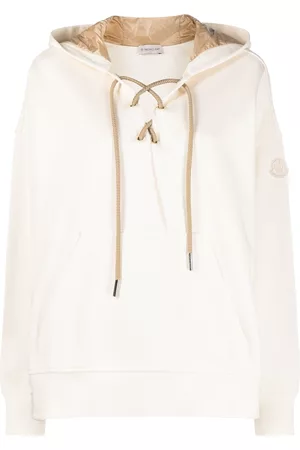 Moncler Lace-up cotton hoodie - Neutrals