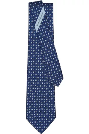 Salvatore Ferragamo Penguin-print silk tie - Blue