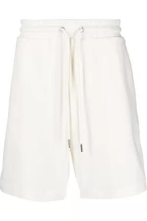 Moncler Men Sports Shorts - Logo-stripe drawstring-waist track shorts - White