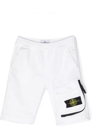 Stone Island Logo-patch straight-leg shorts - White