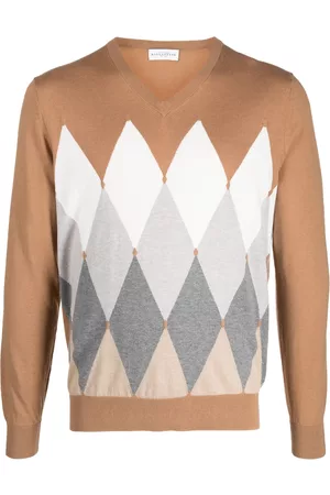 BALLANTYNE Argyle-pattern knit jumper - Neutrals