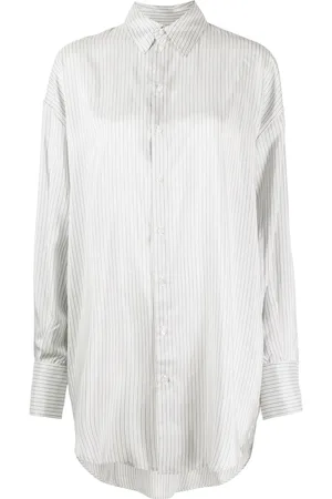 Sa Su Phi Long-length striped cotton shirt
