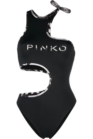 Pinko Cut-out logo-print swimsuit