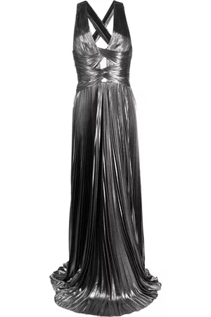 IRIS SERBAN Women V-Neck Dresses - Zay plunge-neck gown - Silver