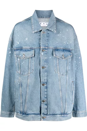 OFF-WHITE Oversized splatter-detail denim jacket - Blue